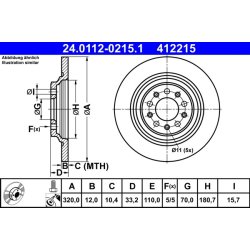 Brake Disc ATE 24.0112-0215.1 OE Ref 4779886AB