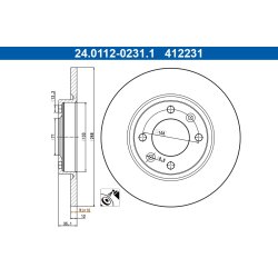 Disque de frein ATE 24.0112-0231.1 pour CITROËN, DS, VAUXHALL, PEUGEOT