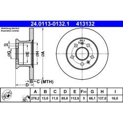 Brake Disc ATE 24.0113-0132.1 OE Ref 211615301B
