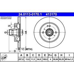 Brake Disc ATE 24.0113-0170.1 OE Ref 477405583B