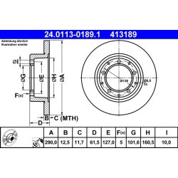Brake Disc ATE 24.0113-0189.1 OE Ref FTC1381
