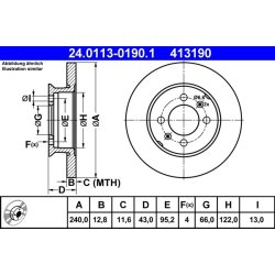 Brake Disc ATE 24.0113-0190.1 OE Ref GBD90811