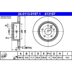 Brake Disc ATE 24.0113-0197.1 OE Ref SDB000470