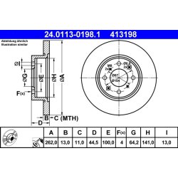Brake Disc ATE 24.0113-0198.1 OE Ref SDB100500