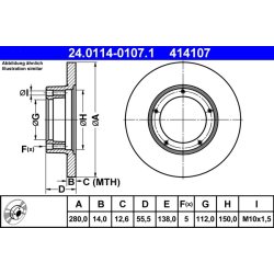 Disque de frein ATE 24.0114-0107.1 pour PEUGEOT J7, J9 OE 4246B8