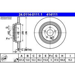 Brake Disc ATE 24.0114-0111.1 OE Ref A1634230012