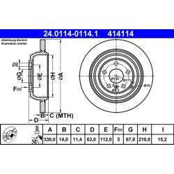 Brake Disc ATE 24.0114-0114.1 OE Ref 1644231212