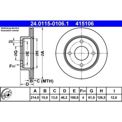 Disque de frein ATE 24.0115-0106.1 pour NISSAN MICRA OE 40206-27B01
