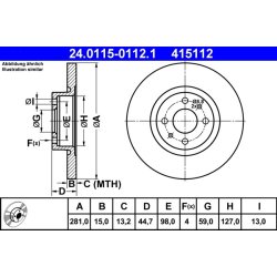 Brake Disc ATE 24.0115-0112.1 OE Ref 46763837