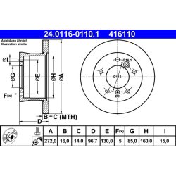 Brake Disc ATE 24.0116-0110.1 OE Ref 9024230312