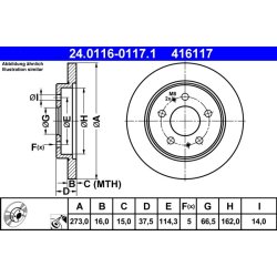 Brake Disc ATE 24.0116-0117.1 OE Ref 4351287402000
