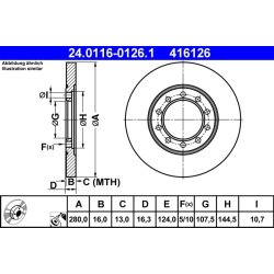Brake Disc ATE 24.0116-0126.1 OE Ref 1464031