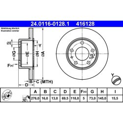 Disque de frein ATE 24.0116-0128.1 pour IVECO DAILY OE 2994066