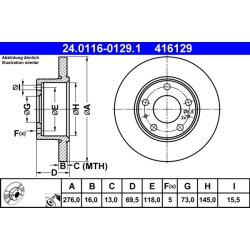 Disque de frein ATE 24.0116-0129.1 pour IVECO DAILY OE 2991646