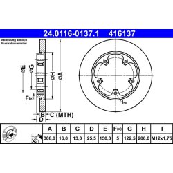 Brake Disc ATE 24.0116-0137.1 OE Ref BK312A315AB