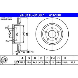 Brake Disc ATE 24.0116-0138.1 OE Ref 432066RA0A