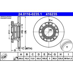 Brake Disc ATE 24.0116-0235.1 OE Ref 2013002