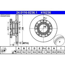 Brake Disc ATE 24.0116-0236.1 OE Ref 1783910