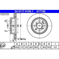 Brake Disc ATE 24.0117-0106.1 OE Ref 4706749