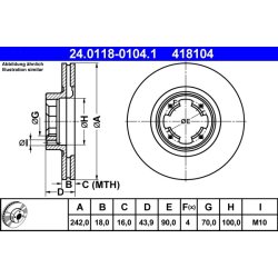 Brake Disc ATE 24.0118-0104.1 OE Ref 25431GA171