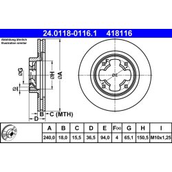 Brake Disc ATE 24.0118-0116.1 OE Ref 725431321