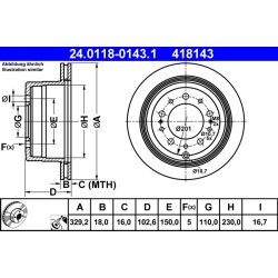 Brake Disc ATE 24.0118-0143.1 OE Ref 4243160221