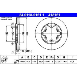 Brake Disc ATE 24.0118-0161.1 OE Ref BK312A315BD
