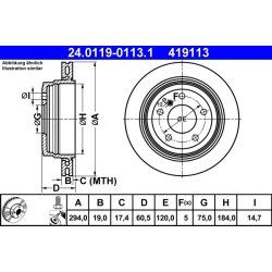 Disque de frein ATE 24.0119-0113.1 pour BMW Série 3, référence d'origine 34211166165