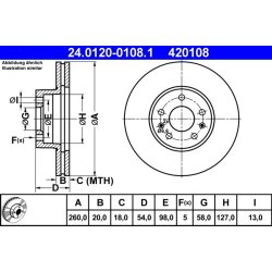 Disque de frein ATE 24.0120-0108.1 pour CITROËN CX OE 5429669S