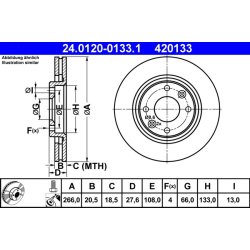Disque de frein ATE 24.0120-0133.1 pour CITROËN, PEUGEOT OE 4246R5