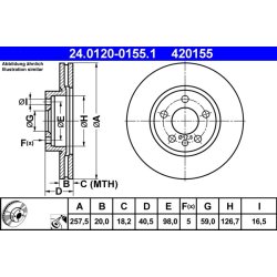 Disque de frein ATE 24.0120-0155.1 pour CITROËN, FIAT, PEUGEOT OE 4246H9