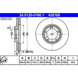 Brake Disc ATE 24.0120-0166.1 OE Ref 5812944010
