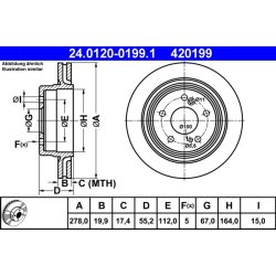 Disque de frein ATE 24.0120-0199.1 pour MERCEDES 124, CLASSE E OE 1244230612