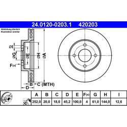 Disque de frein ATE 24.0120-0203.1 pour NISSAN ALMERA OE 40206-2N301