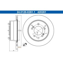 Disque de frein ATE 24.0120-0261.1 pour SSANGYONG RODIUS OE 4840121101