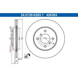 Disque de frein ATE 24.0120-0263.1 pour SUZUKI SWIFT OE 55311-71L00