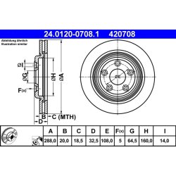 Disque de frein ATE 24.0120-0708.1 pour JAGUAR S-TYPE, XJ OE JLM20802