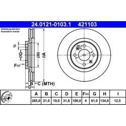 Brake Disc ATE 24.0121-0103.1 OE Ref 7701204299