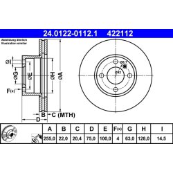 Disque de frein ATE 24.0122-0112.1 pour BMW Série 3, référence d'origine 34111119112