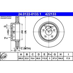 Brake Disc ATE 24.0122-0133.1 OE Ref A1404230412