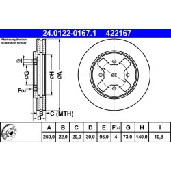 Brake Disc ATE 24.0122-0167.1 OE Ref 4020604C01