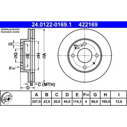 Disque de frein ATE 24.0122-0169.1 pour HYUNDAI SONATA OE 51712-33001
