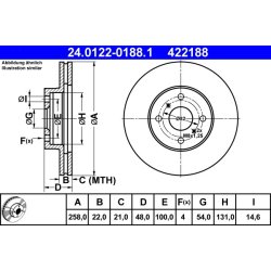 Brake Disc ATE 24.0122-0188.1 OE Ref 4351212490