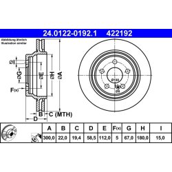 Disque de frein ATE 24.0122-0192.1 pour MERCEDES CLASSE S OE 2204230212