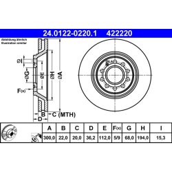 Brake Disc ATE 24.0122-0220.1 OE Ref 8E0615601R