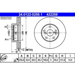 Brake Disc ATE 24.0122-0258.1 OE Ref 4351247030