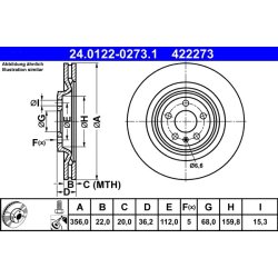 Brake Disc ATE 24.0122-0273.1 OE Ref 4H0615601L