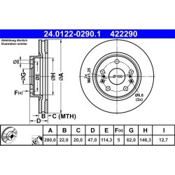 Brake Disc ATE 24.0122-0290.1 OE Ref 5531161M10