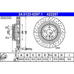 Disque de frein ATE 24.0122-0297.1 pour Mercedes Classe GL et Classe M