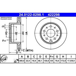 Disque de frein ATE 24.0122-0298.1 pour CITROËN, FIAT, VAUXHALL, PEUGEOT